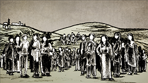 cartonish image of women from movie.